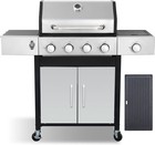 Gas Grill and Griddle Combo with Side Burner, 4 Burner Propane Grill with Porcel
