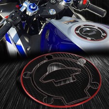 Almohadilla de calcomanía de cubierta de tapa de combustible para tanque de gasolina 14-23 Yamaha YZF R3/MT-03 cromada roja + negra