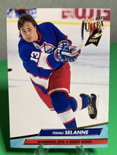 1992-93 Ultra Rookie Card Teemu Selanne #444 Winnipeg Jets RC NM-MT. rookie card picture