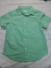 Boys' Short Sleeve Solid Poplin Button Down Shirt Cat Jack Green 100 Cotton M