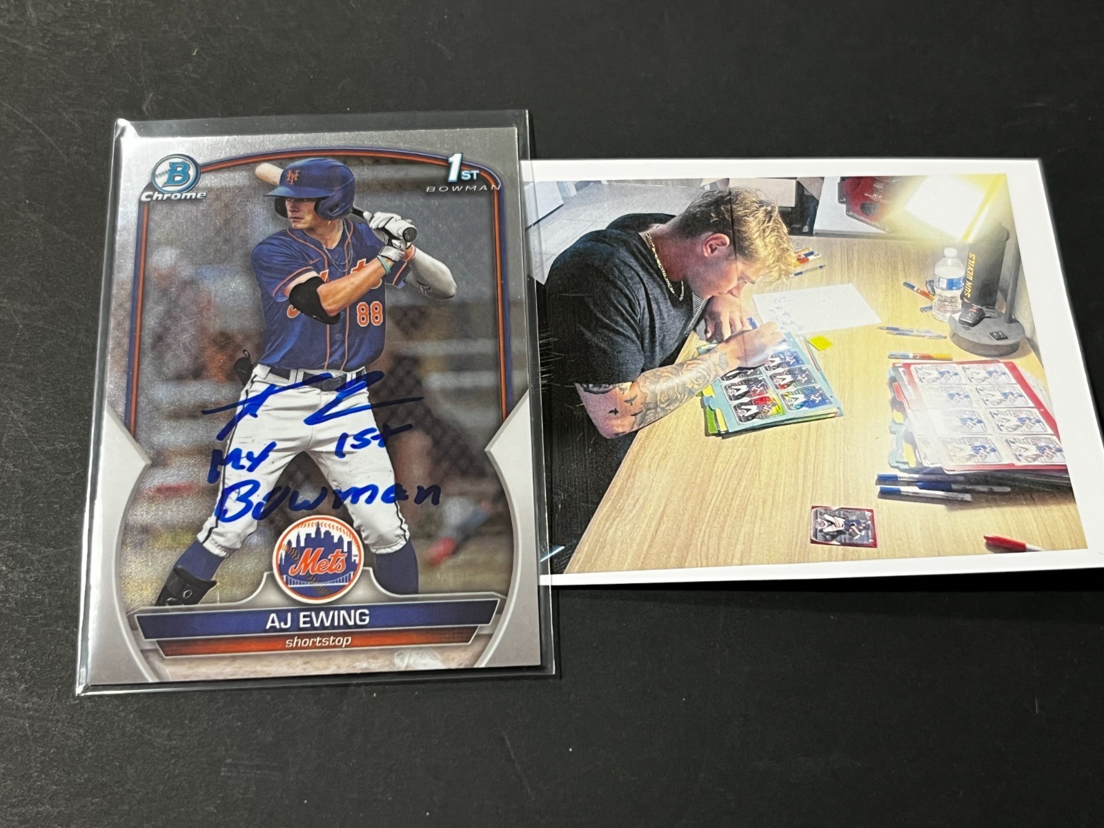 AJ Ewing New York Mets Auto Signed 2023 1st Bowman Chrome My 1st Bowman .