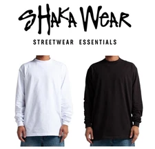 Shaka Wear Adult Max Heavyweight Long Sleeve Stylish Plain T Shirt Standard New