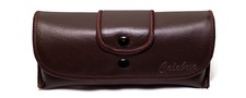Double Snap Belt Loop Eyeglass Case Brown PU Leather Vintage Old School Eye G...