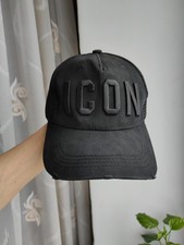 Dsquared2 ICON Black Mesh Trucker Cap Distressed Made in Italy Unisex Hat Dsq2