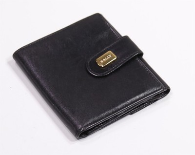 Bally Black Leather Bifold Leather Wallet Vintage