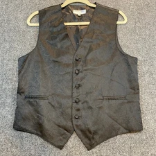Vesuvio Napoli In Italy Black Paisley Vest Mens XS Button Closure Adjust Buckle