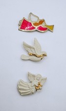 Vintage Angel Dove Brooches Lenox Alpaca Mexico