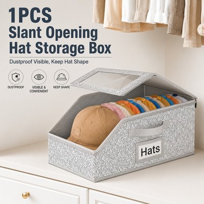 1/2PCS Large Capacity Cap Organizer, Hat Storage Box with Clear Visible Window