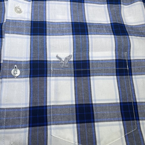 American Eagle Button Down Dress Shirts Cotton Navy Checker Plaid Men's XL Lot - Picture 4 of 18