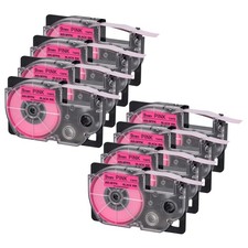 8PK 9mm XR-9FPK Black on Fluorescent Pink Label Tape Fit for Casio KL-60