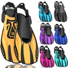 Snorkel Fins Diving Fins Adjustable Buckles Open Heel Swim Flippers Travel Si...