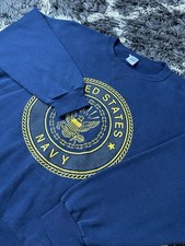 Vintage 90s Soffe US Navy Crewneck Sweatshirt Mens XL Made in USA Blue Graphic