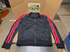 Sean John Jacket Mens L Black Red Track Full Zip Logo Striped Polyester SEE PIC