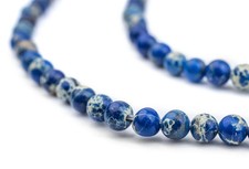 Blue Sea Sediment Jasper Beads 4mm Round Gemstone 15 Inch Strand