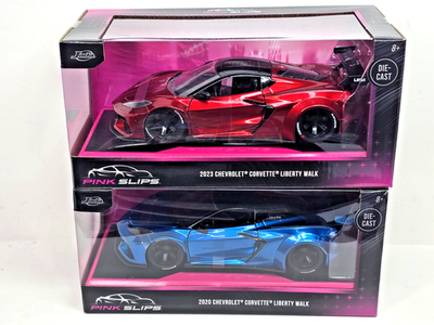 Jada 1:24 Pink Slips 2020 & 2023 Liberty Walk Corvette Diecast