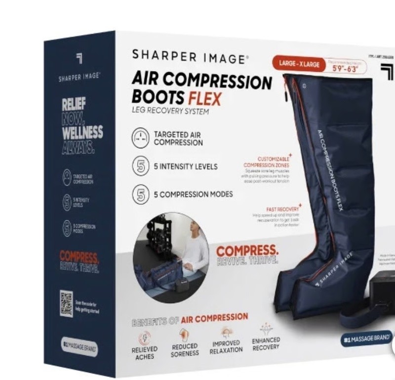 Sharper Image PowerBoost Air Compression Boots Leg Massager L-XL