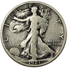 1921-D Denver Walking Liberty Silver Half Dollar 50C Fine FN F+