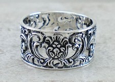 WIDE .925 STERLING SILVER FILIGREE BAND RING size 8 style r2802
