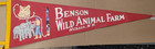 Vtg 27" Benson Wild Animal Farm Hudson New Hampshire 1960s Era Pennant Banner — photo 1