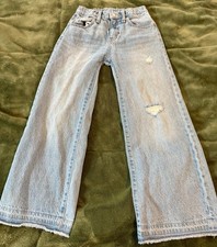 Old Navy Distressed High Rise Baggy Wide Leg Jeans Girls 10