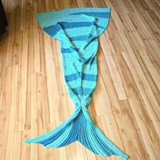 Mermaid tail knitted blanket kids aqua colors FUN Ocean Pool Water Fish Play