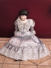 China head doll 21" large in blue dress