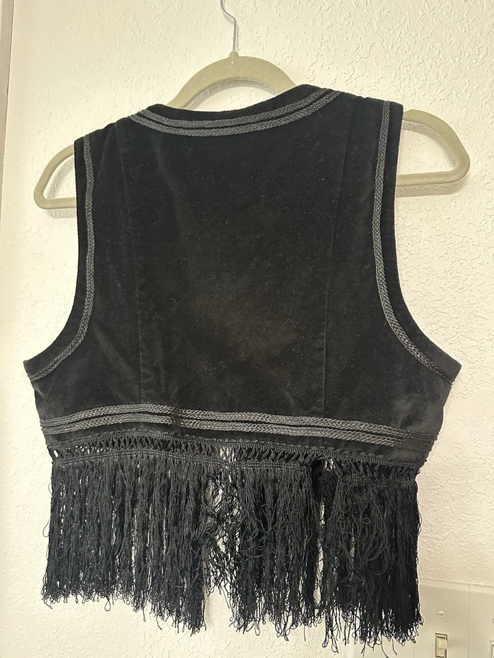 复古 Y2K Festival 波西米亚条纹嬉皮背心 Forever 21 中号黑色 — 第 2/4 张图片