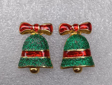 Christmas Bells Bows Pierced Earrings