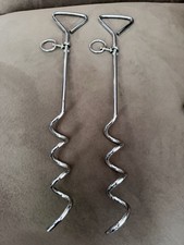 Two 2 18" Dog Spiral Tie-Out Heavy-duty Ground Anchor Screw Swivel Ring Stake