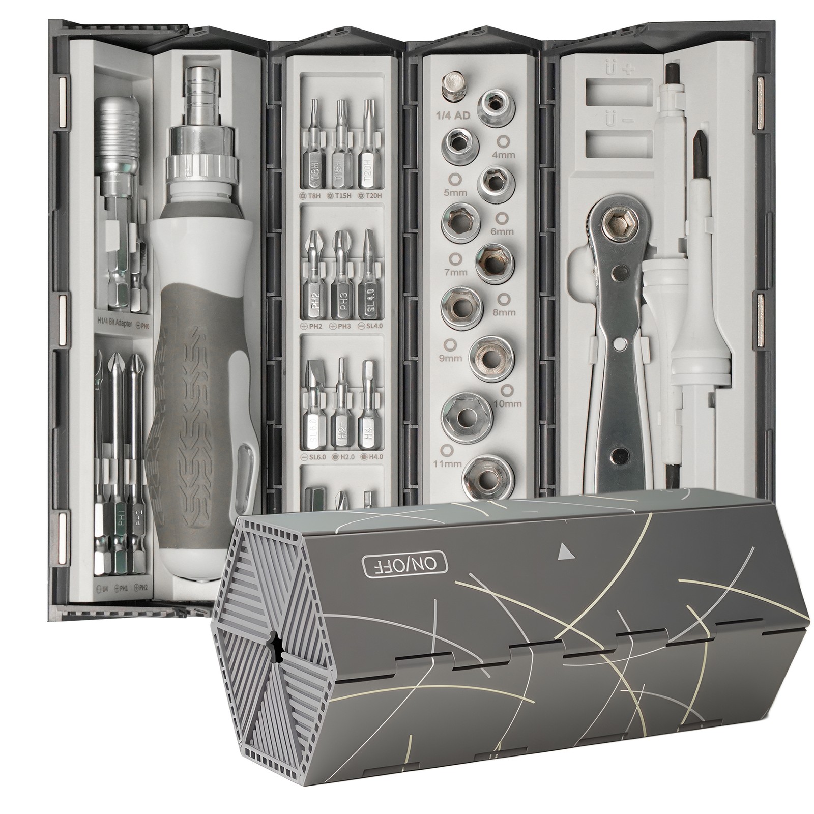 33in1 Precision Ratchet Screwdriver Bit Set Socket Wrench Repair Tool Kit Gift