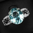 Charming Sky Blue Aquamarine 3.15Ct 925 Sterling Silver Handmade Ring Size 6.75