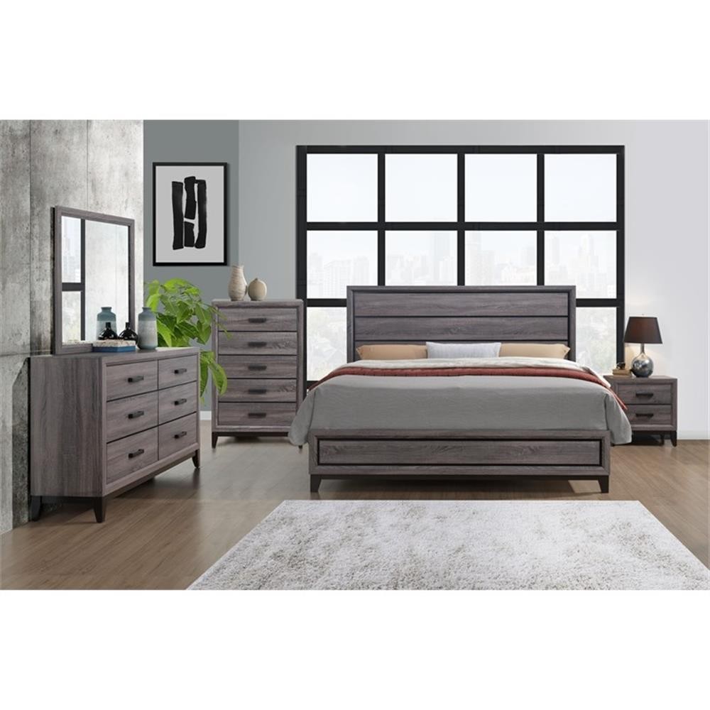 Global Furniture USA Kate Gray Wooden Panel Headboard Queen 