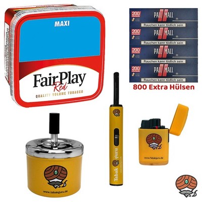 FairPlay Volumentabak Maxi Box 300g, Pall Mall Red Hülsen, Drehascher, Zubehör
