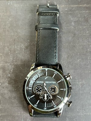 Mens DANIEL HECHTER Large Black Dial SS Dress Watch W1246/5
