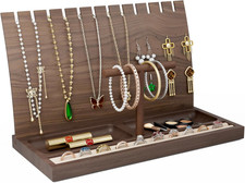 Wooden Jewelry Organizer, Jewelry Display Stand Necklace Holder for 12 Necklaces