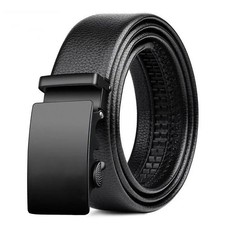 Business Waist Belt Faux Leather Glossy Lychee Pattern Trouser Buckle Adjustable