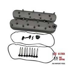 1 SET Engine Valve Covers Natural Cast Aluminium Satin Silver Tall Chevy