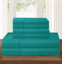 Elegant Comfort 1500TC Egyptian Queen 6-Piece Hotel Bedding Set Turquoise