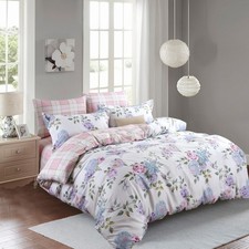 Twin Size Pink Purple Rose Cotton Bed Item: 1 Duvet Cover 1 Pillow Sham J2853 
