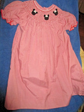 Smocked Disney Minnie Mouse Red Gingham Bishop Dress Size 4