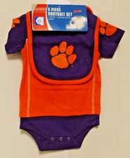 NCAA Clemson Tigers Bodysuit Bib Bootie Set Size 12-18 M by OUTERStuff