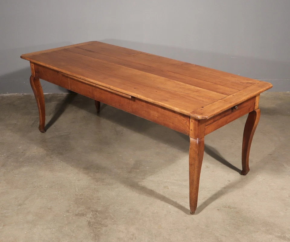 Antigua mesa/escritorio/mesa de comedor de granja provincial francesa en madera maciza de cerezo Foto 3 de 4