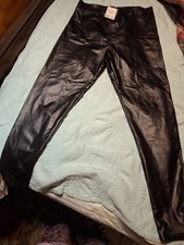 HUE Leatherette High Rise Leggings - U21880 Large Black Soft Stretch