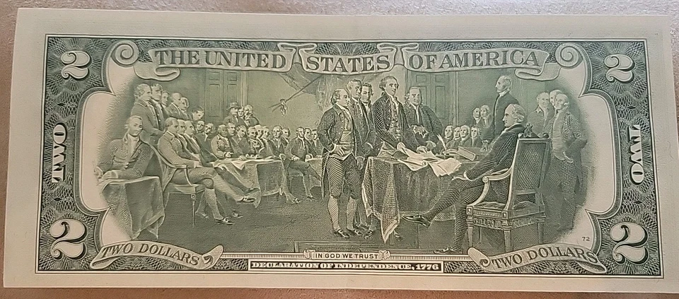 1976 2 Dollar Bill L Series- VERY RARE Almost Mint Condition #L78732602A  - Image 2 of 4