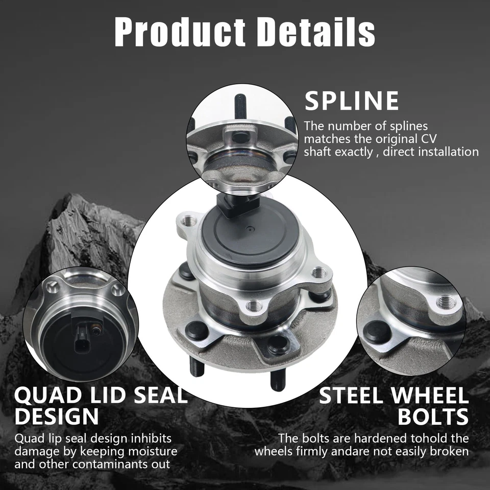 2Pcs Rear Wheel Hub Bearings for 2012-2017 2018 Ford Focus 1.0L 2.0L 2.3L 512466 Foto 4 de 4