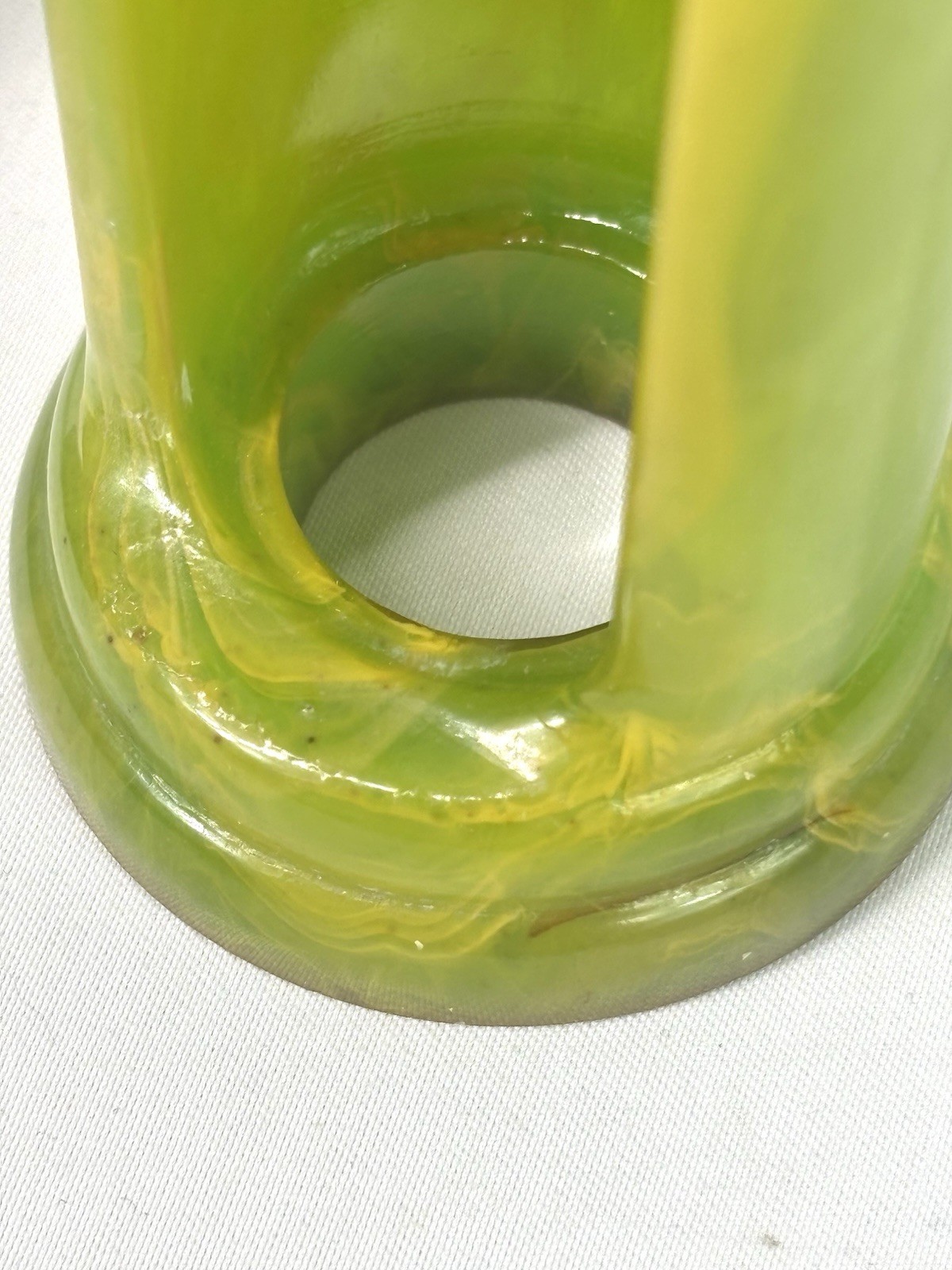 Ever Ready Vtg Shaving Brush w/stand Marbled Green Catalin/Bakelite, 200BH 4”