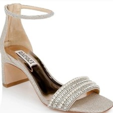 badgley mischka kameryn ankle strap heels sandals jeweled gold size 7