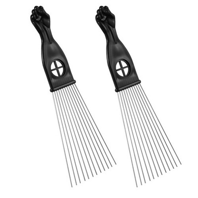 2 Pcs Metal Needle Fan Shaped Hair Pick Comb Styling Detangle Slick Comb