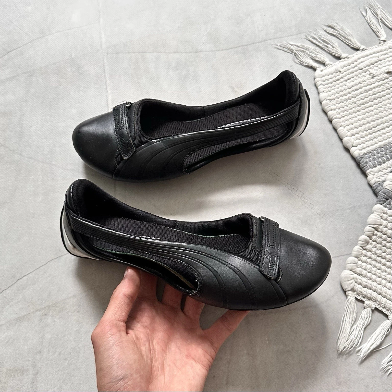 Y2K Puma Ballet Flats Shoes Black Sneakers Vintage Speedcat Mostro Vibe