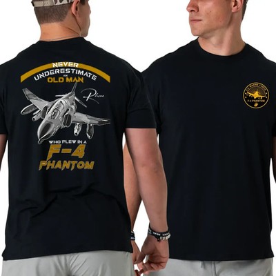 U.S. Marine Corps F-4 Phantom T-Shirt, Bold Jet Fighter Graphic 2 Sides